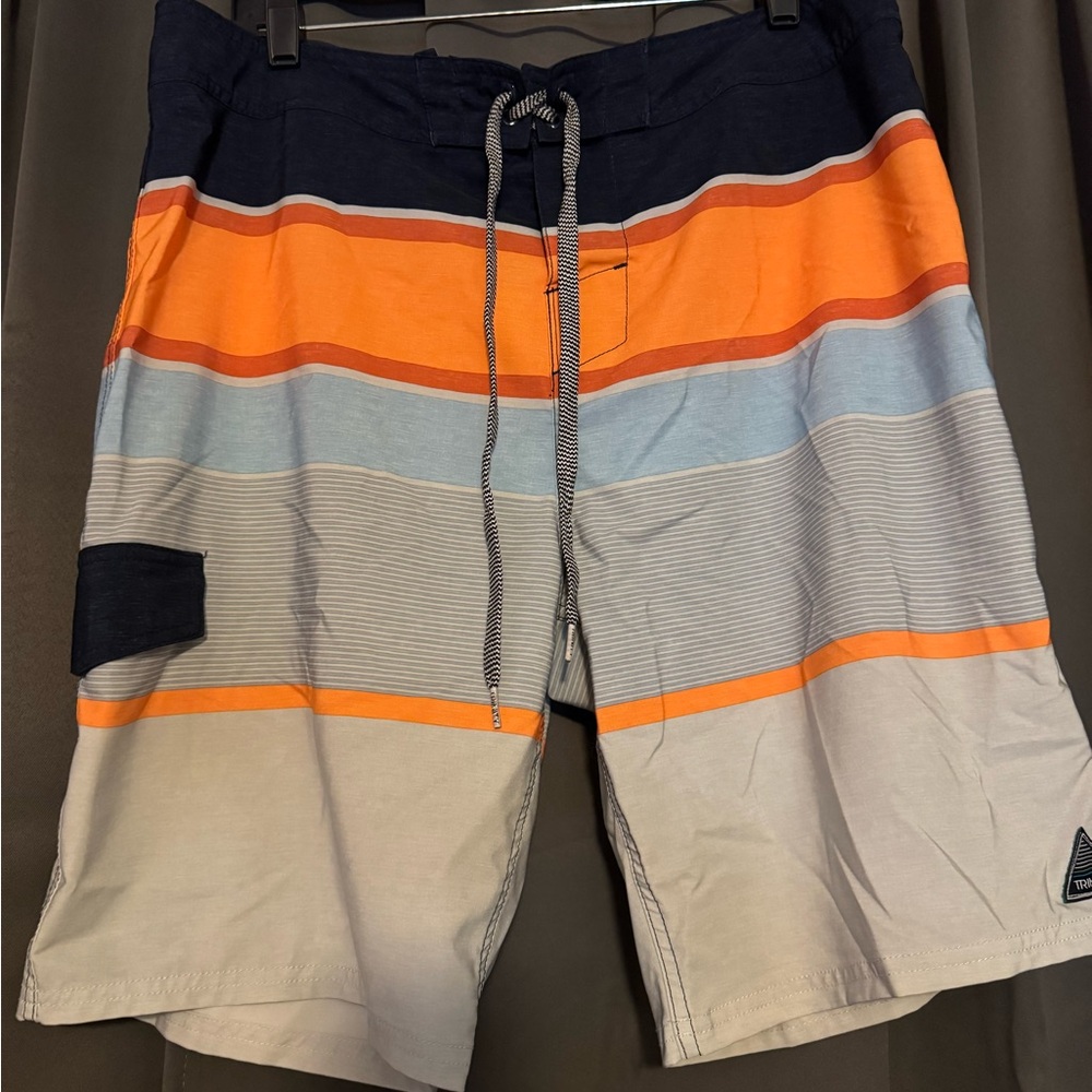 Trinity Board Shorts - Orange, Blue, Gray - 36